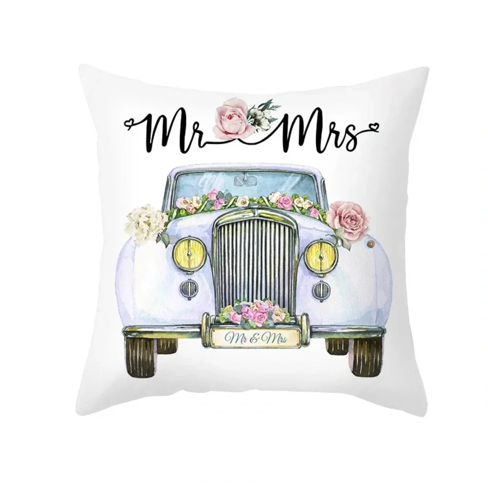 Charming Mr & Mrs Vintage Car Pillow cover